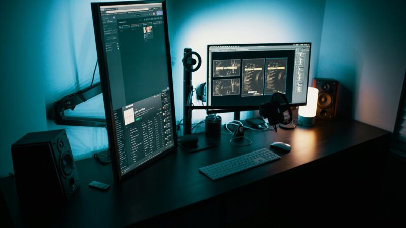 black flat screen computer monitor